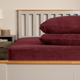 OHS Teddy Fleece Fitted Sheet, Burgundy - Double - thumbnail 3