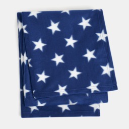 OHS Star Print Fleece Throw, Navy - 120 x 150cm - thumbnail 4