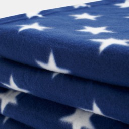 OHS Star Print Fleece Throw, Navy - 120 x 150cm - thumbnail 5