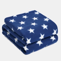 OHS Star Print Fleece Throw, Navy - 120 x 150cm - thumbnail 3