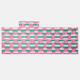 OHS Sardine Stripe Beach Towel in a Bag - Pink/Green - thumbnail 5