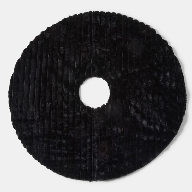 OHS Ribbed Faux Fur Christmas Tree Skirt - Black - image 1