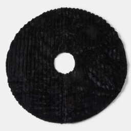 OHS Ribbed Faux Fur Christmas Tree Skirt - Black