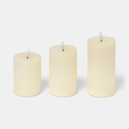 OHS LED Ribbed Candles, Cream - 3 Pack - thumbnail 2