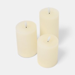 OHS LED Ribbed Candles, Cream - 3 Pack - thumbnail 3