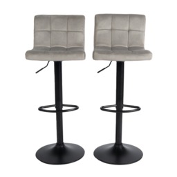 OHS Set of 2 Adjustable Velvet Bar Stools - Stone - thumbnail 5