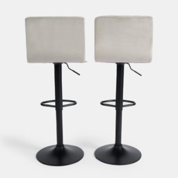 OHS Set of 2 Adjustable Velvet Bar Stools - Stone - thumbnail 4