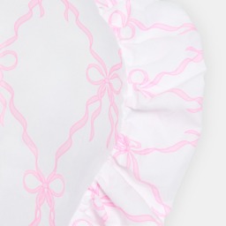 OHS Frill Heart Shaped Bow Ribbon Print Cushion - White/Pink - thumbnail 5