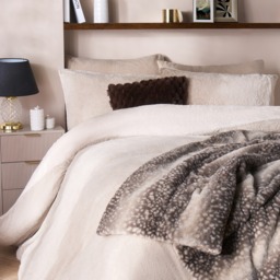 OHS Teddy Fleece Reversible Duvet Cover Set, Latte/Cream - Single - thumbnail 2