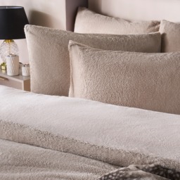 OHS Teddy Fleece Reversible Duvet Cover Set, Latte/Cream - Single - thumbnail 4