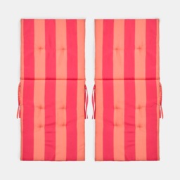OHS Indoor/Outdoor Stripe Print Seat Pad with Back, Orange/Pink - 2 Pack - thumbnail 4