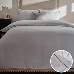 OHS Piped Edge Duvet Set, Silver/Grey - King - thumbnail 1