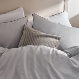 OHS Piped Edge Duvet Set, Silver/Grey - King - thumbnail 3