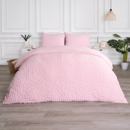 OHS Geometric Seersucker Duvet Set, Blush - Single - thumbnail 3