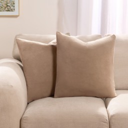 OHS 2 Pack Matte Velvet Cushion Covers, 45 x 45cm - Natural - thumbnail 1