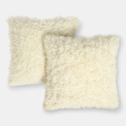 OHS Sofia Faux Fur Cushion Covers, Cream - 45 x 45cm - thumbnail 2