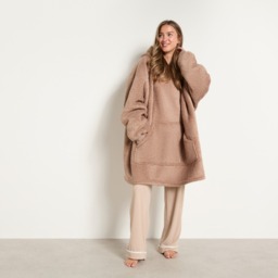 OHS Teddy Fleece Sherpa Reverse Hoodie Blanket - Mink - thumbnail 1