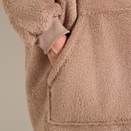OHS Teddy Fleece Sherpa Reverse Hoodie Blanket - Mink - thumbnail 3