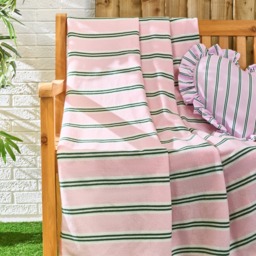 OHS Stripe Fleece Throw - Pink/Green - thumbnail 1