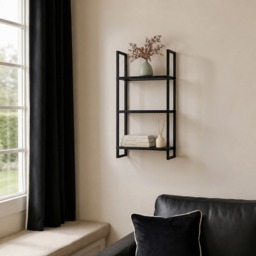 OHS 3-Tier Mounted Wall Shelves Set - Black