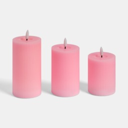 OHS LED Ribbed Candles, Dusky Pink - 3 Pack