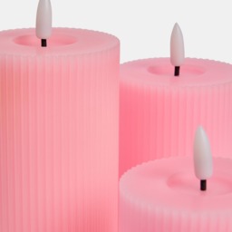 OHS LED Ribbed Candles, Dusky Pink - 3 Pack - thumbnail 3