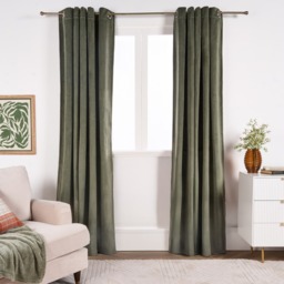 OHS Thermal Velvet Curtains, Woodland Green - 66 x 90in - thumbnail 1