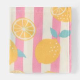 OHS Lemon Print Stripe Fleece Throw - Yellow - thumbnail 4