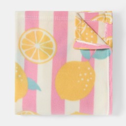 OHS Lemon Print Stripe Fleece Throw - Yellow - thumbnail 5