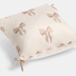 OHS Bow Print Cushion Covers, Cream - 45 x 45cm - thumbnail 5