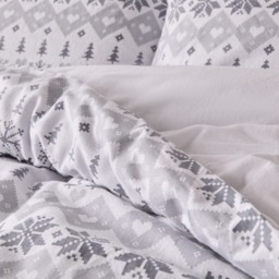 OHS Winter Fair Isle Print Brushed Cotton Flannelette Duvet Cover Set, White/Grey - King - thumbnail 4