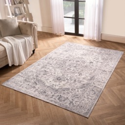 OHS Washable Vintage Printed Rug, Grey - 80 x 150 cm - thumbnail 2
