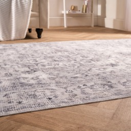 OHS Washable Vintage Printed Rug, Grey - 80 x 150 cm - thumbnail 3