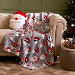 OHS Fun Santa Fleece Throw - Grey