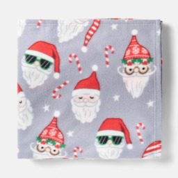 OHS Fun Santa Fleece Throw - Grey - thumbnail 4