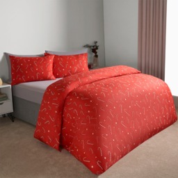 OHS Christmas Candy Cane Duvet Cover Set, Red - Single - thumbnail 3
