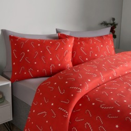 OHS Christmas Candy Cane Duvet Cover Set, Red - Single - thumbnail 4