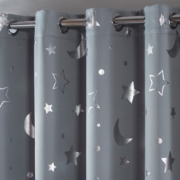 "OHS Star Kids Eyelet Blackout Curtains, Silver Grey - 117 x 182cm (46"" x 72"")" - thumbnail 3