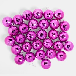 OHS 30 Pack Disco Ball Bauble Set - Hot Pink - thumbnail 3