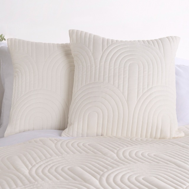 OHS Arches Embossed Quilted Cushion Covers - Cream - image 1