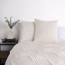 OHS Arches Embossed Quilted Cushion Covers - Cream - thumbnail 2