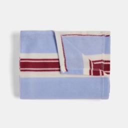 OHS Vintage Stripe Fleece Throw - Blue/Burgundy - thumbnail 3