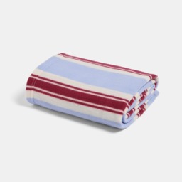 OHS Vintage Stripe Fleece Throw - Blue/Burgundy - thumbnail 2