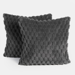 OHS Thick Faux Fur Waffle Cushion Covers - Charcoal - thumbnail 3