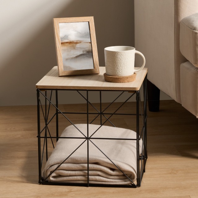 OHS Manhattan Large Storage Basket Side Table - Natural Wood - image 1