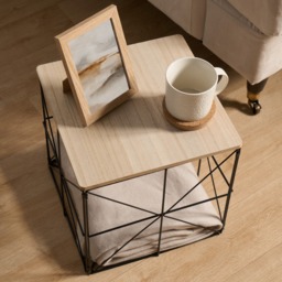 OHS Manhattan Large Storage Basket Side Table - Natural Wood - thumbnail 2