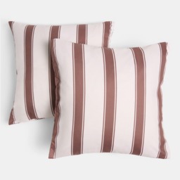 OHS Indoor/Outdoor Stripe Print Cushion Covers, Chocolate/Cream -45 x 45cm - thumbnail 3