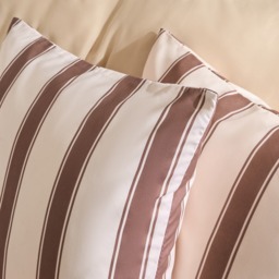 OHS Indoor/Outdoor Stripe Print Cushion Covers, Chocolate/Cream -45 x 45cm - thumbnail 2