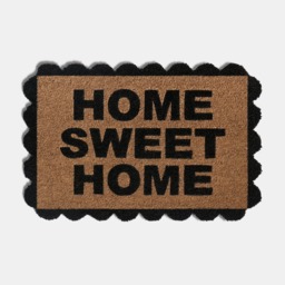 OHS Scallop Edge Home Sweet Home Printed Coir Mat - Black/Natural - thumbnail 5