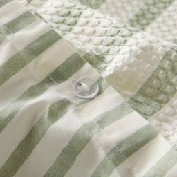 OHS Waffle Watercolour Stripe Duvet Set, Sage - Double - thumbnail 4